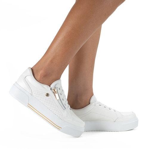 Tênis Kolosh  Casual Flatform de Couro Branco