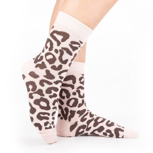 Par de  Meia Dakota Animal Print Rosa