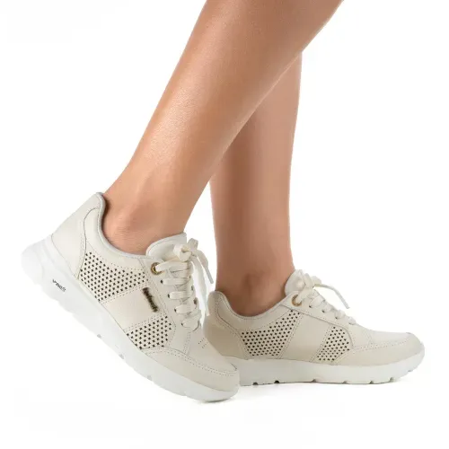 Tênis Kolosh Jogging de Couro Bege