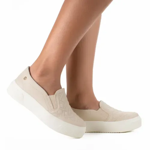 Tênis Kolosh Slip On Flatform Bege