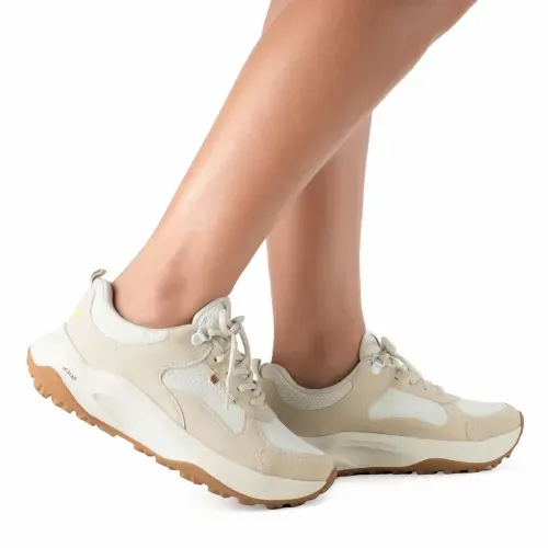 Tênis Kolosh Esportivo Feminino Trail Branco e Bege