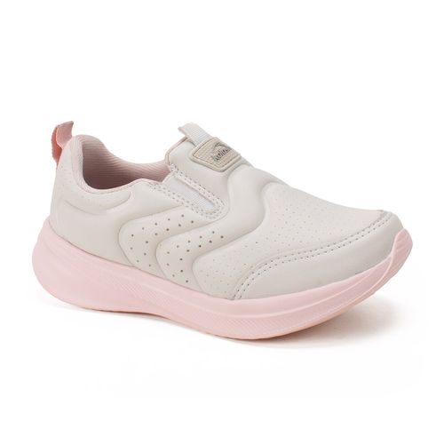 Tênis Kolosh Infantil Slip On Branco e Rosa